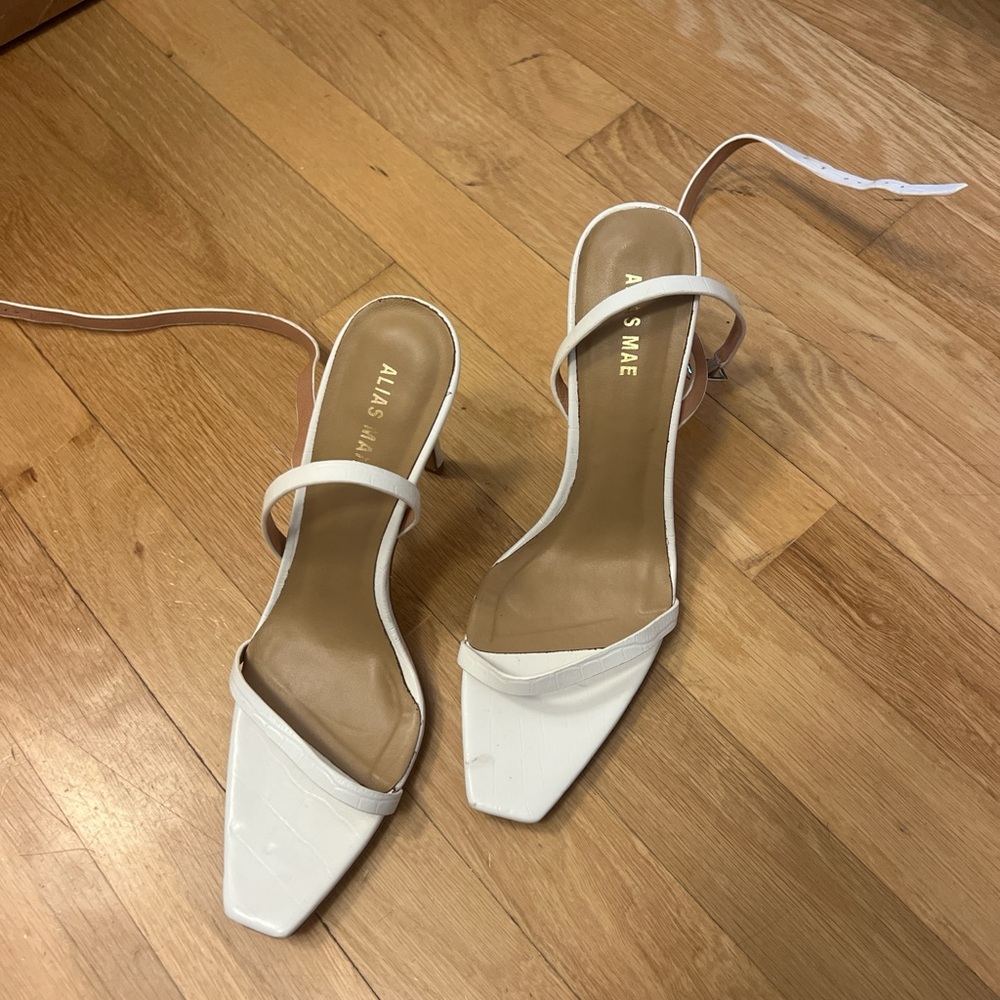 4in White Strappy Heels
